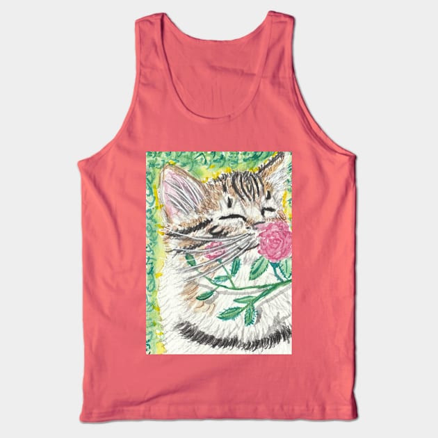 Kitten smelling flower Tank Top by SamsArtworks